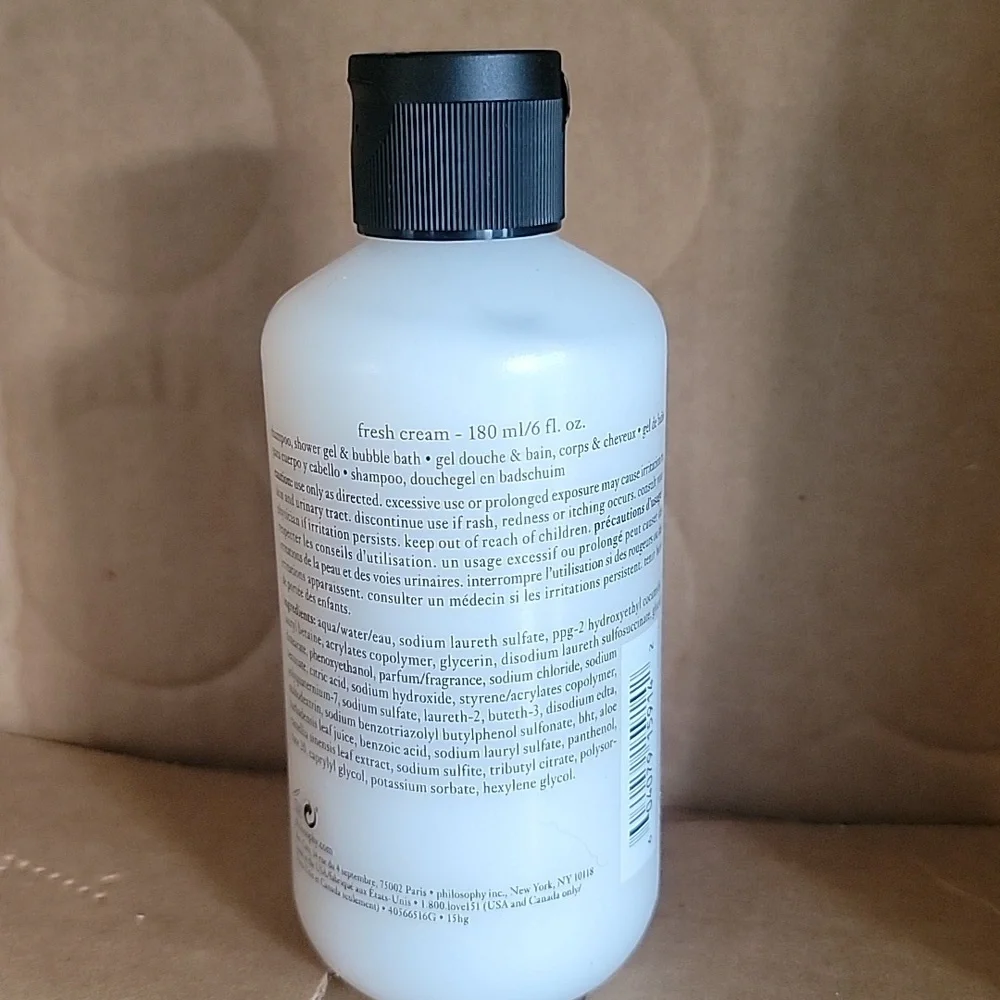 Philosophy Fresh Cream 6 oz Shampoo Shower Gel Bubble Bath - Picture 2 of 3